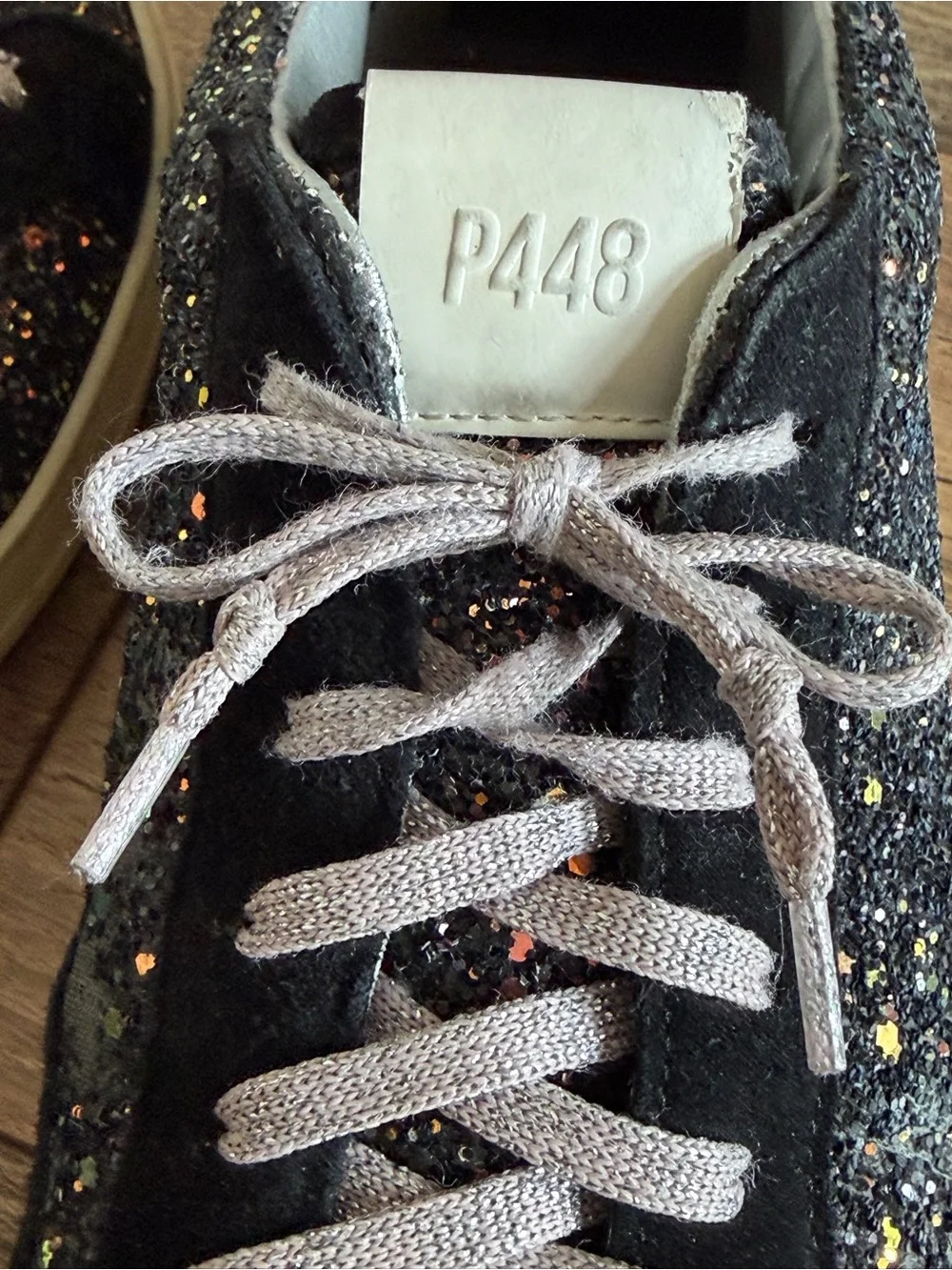 P448 John Black Multi Glitter Suede Low-Top Sneakers EU 39 US 8.5 Made in Italy